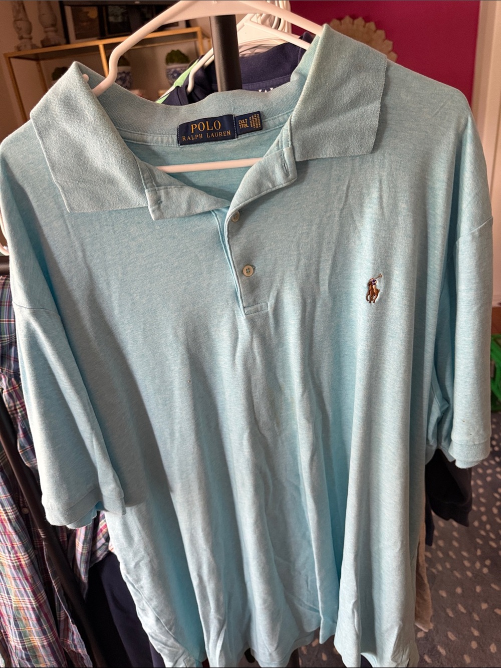 Polo by Ralph Lauren Men’s Pale Blue Polo Shirt with Embroidered Pony